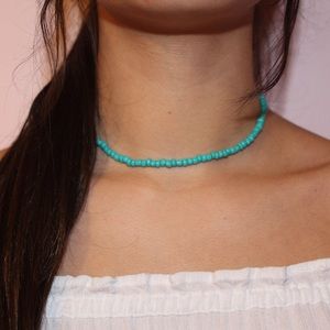 Teal / Turquoise Seed Bead Choker Necklace